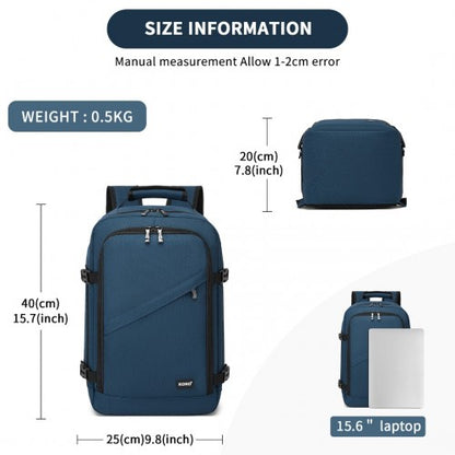 BPK2531S - Kono Multi-purpose Business Carry-On Backpack–Fits 15.6" Laptop, Ideal for Work, Travel & Daily Commute - Navy