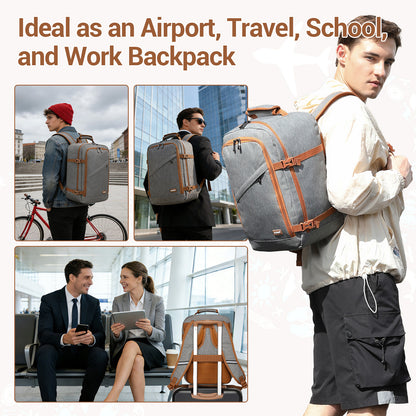 BPK2551 - Kono Flexible Cabin Backpack 30×20×40-Fits 15.6" Laptop, Clamshell Access-Great for Holidays, Work Trips & Commuting