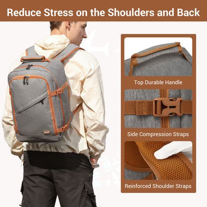 BPK2551 - Kono Flexible Cabin Backpack 30×20×40-Fits 15.6" Laptop, Clamshell Access-Great for Holidays, Work Trips & Commuting