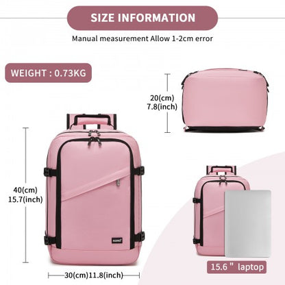 BPK2551 - Kono Flexible Cabin Backpack 30×20×40-Fits 15.6" Laptop, Clamshell Access-Great for Holidays, Work Trips & Commuting