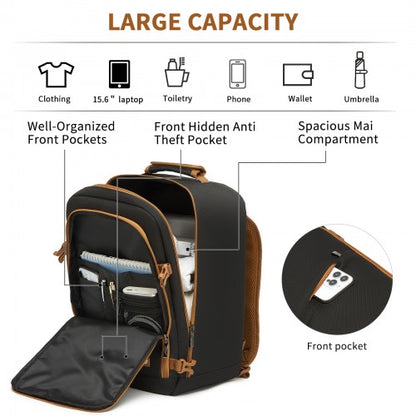 BPK2551 - Kono Flexible Cabin Backpack 30×20×40-Fits 15.6" Laptop, Clamshell Access-Great for Holidays, Work Trips & Commuting