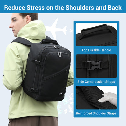 BPK2551 - Kono Flexible Cabin Backpack 30×20×40-Fits 15.6" Laptop, Clamshell Access-Great for Holidays, Work Trips & Commuting