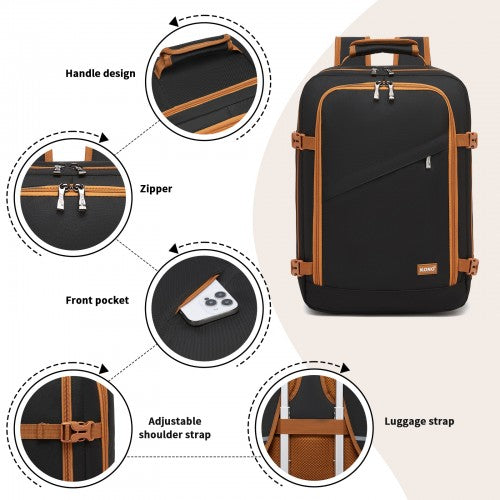BPK2551 - Kono Flexible Cabin Backpack 30×20×40-Fits 15.6" Laptop, Clamshell Access-Great for Holidays, Work Trips & Commuting
