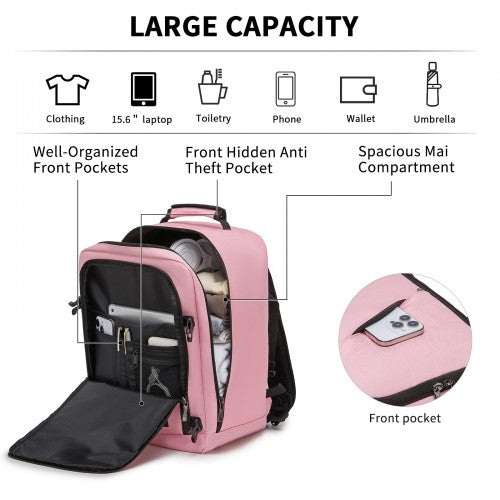 BPK2551 - Kono Flexible Cabin Backpack 30×20×40-Fits 15.6" Laptop, Clamshell Access-Great for Holidays, Work Trips & Commuting