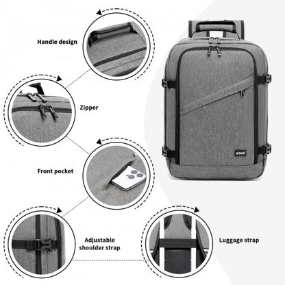 BPK2551 - Kono Flexible Cabin Backpack 30×20×40-Fits 15.6" Laptop, Clamshell Access-Great for Holidays, Work Trips & Commuting