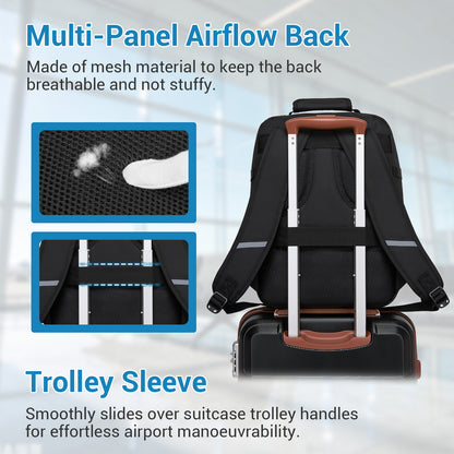 BPK2551 - Kono Flexible Cabin Backpack 30×20×40-Fits 15.6" Laptop, Clamshell Access-Great for Holidays, Work Trips & Commuting