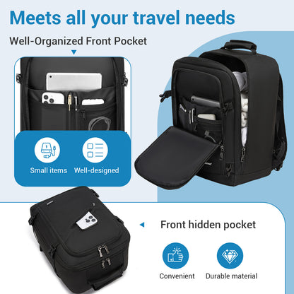 BPK2551 - Kono Flexible Cabin Backpack 30×20×40-Fits 15.6" Laptop, Clamshell Access-Great for Holidays, Work Trips & Commuting