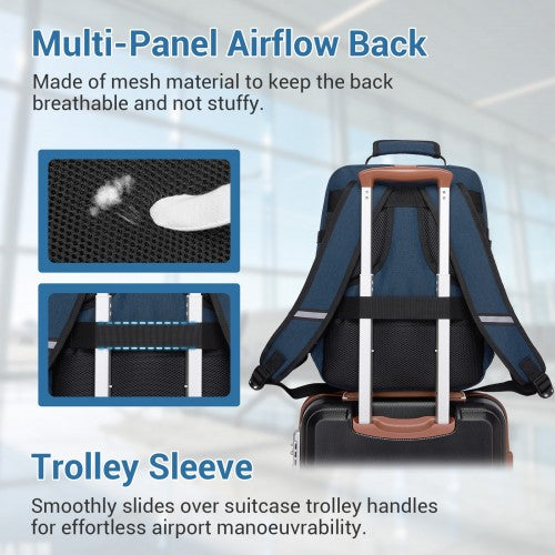 BPK2551 - Kono Flexible Cabin Backpack 30×20×40-Fits 15.6" Laptop, Clamshell Access-Great for Holidays, Work Trips & Commuting