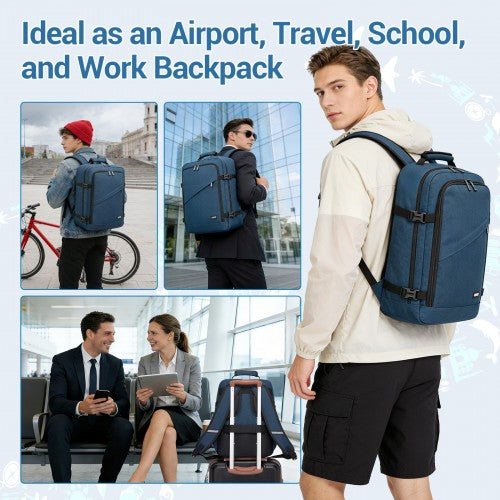 BPK2551 - Kono Flexible Cabin Backpack 30×20×40-Fits 15.6" Laptop, Clamshell Access-Great for Holidays, Work Trips & Commuting