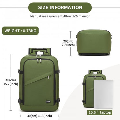 BPK2551 - Kono Flexible Cabin Backpack 30×20×40-Fits 15.6" Laptop, Clamshell Access-Great for Holidays, Work Trips & Commuting