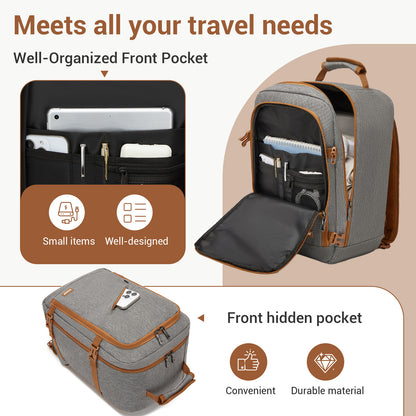 BPK2551 - Kono Flexible Cabin Backpack 30×20×40-Fits 15.6" Laptop, Clamshell Access-Great for Holidays, Work Trips & Commuting
