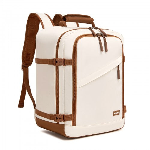 Kono BPK2565 40×30×20 cm beige and brown cabin backpack – front view