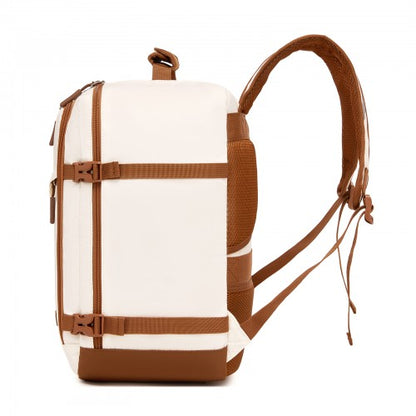 Kono BPK2565 40×30×20 cm beige and brown cabin backpack – rear view