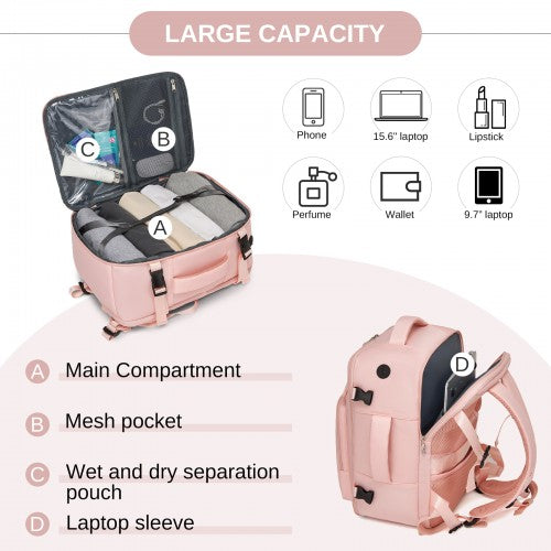 Kono BPK2601 40×20×30 cm pink travel backpack – detail view 8
