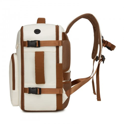 Kono BPK2601 40×20×30 cm beige and brown travel backpack – rear view