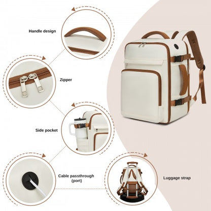 Kono BPK2601 40×20×30 cm beige and brown travel backpack – detail view 7
