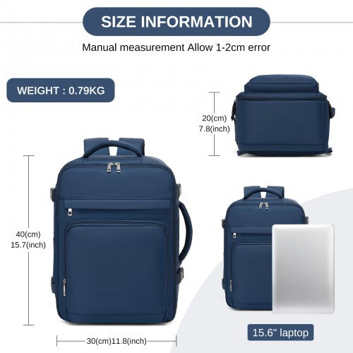 Kono BPK2601 40×20×30 cm navy travel backpack – detail view 7