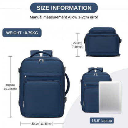Kono BPK2601 40×20×30 cm navy travel backpack – detail view 7