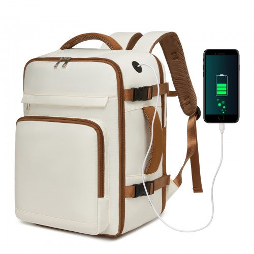 Kono BPK2601 40×20×30 cm beige and brown travel backpack – front view