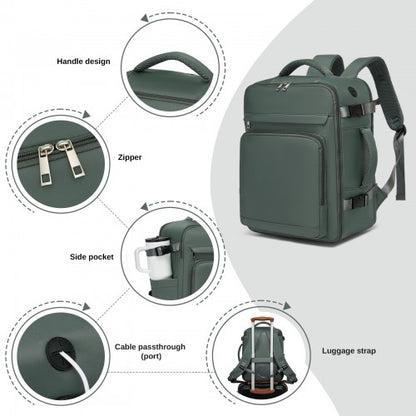 Kono BPK2601 40×20×30 cm green travel backpack – detail view 7