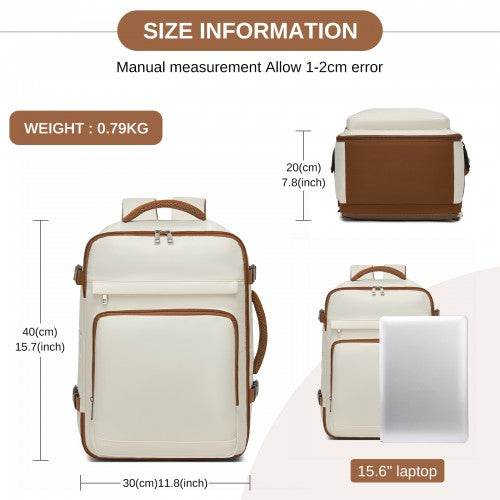 Kono BPK2601 40×20×30 cm beige and brown travel backpack – detail view 6