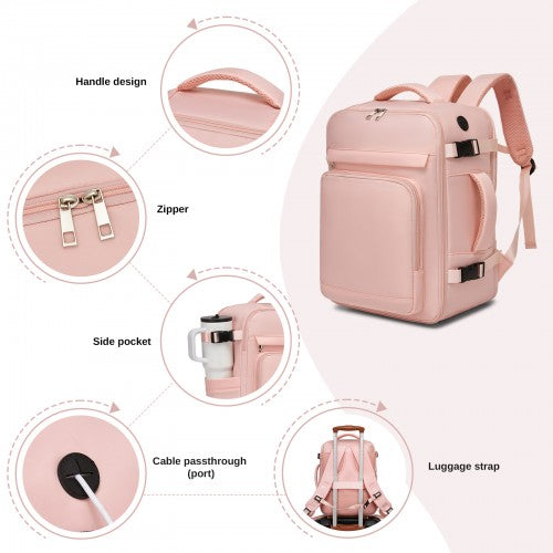 Kono BPK2601 40×20×30 cm pink travel backpack – detail view 7
