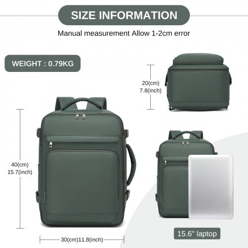 Kono BPK2601 40×20×30 cm green travel backpack – detail view 6