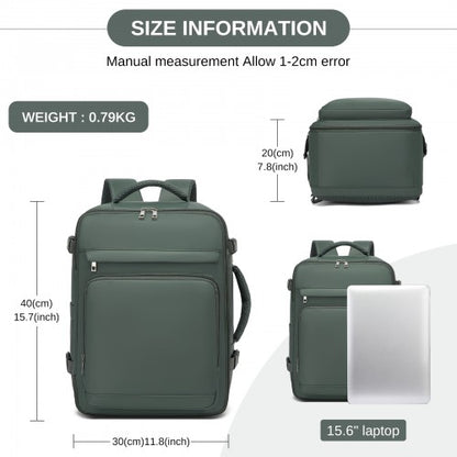 Kono BPK2601 40×20×30 cm green travel backpack – detail view 6