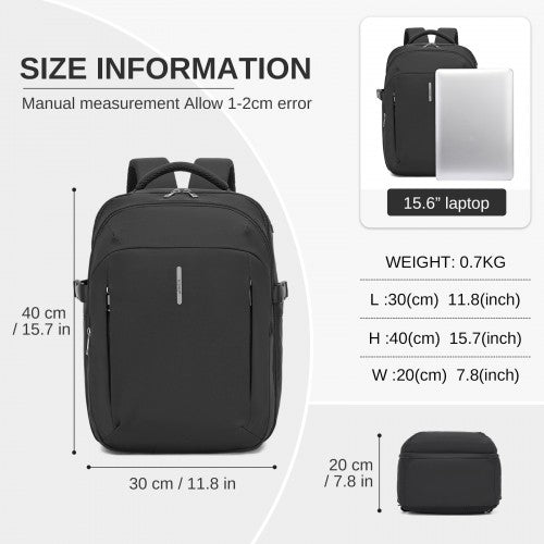 Kono BPK2602 40×30×20 cm black backpack – detail view 7
