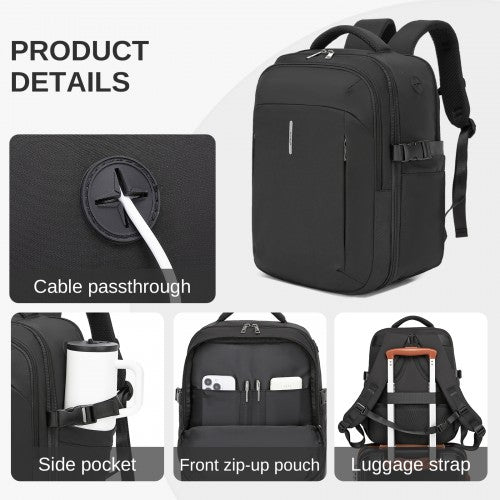 Kono BPK2602 40×30×20 cm black backpack – detail view 8