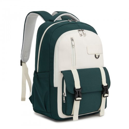 Kono BPK2605 green and beige backpack – front view