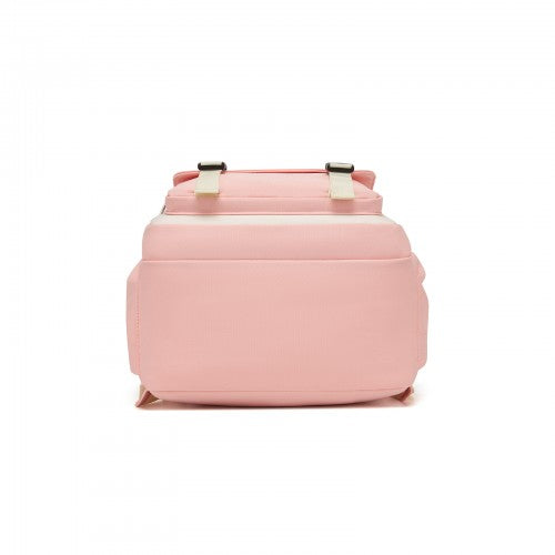 Kono BPK2605 pink and beige backpack – detail view 5