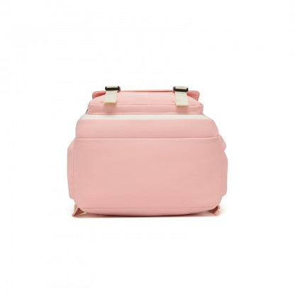 Kono BPK2605 pink and beige backpack – detail view 5