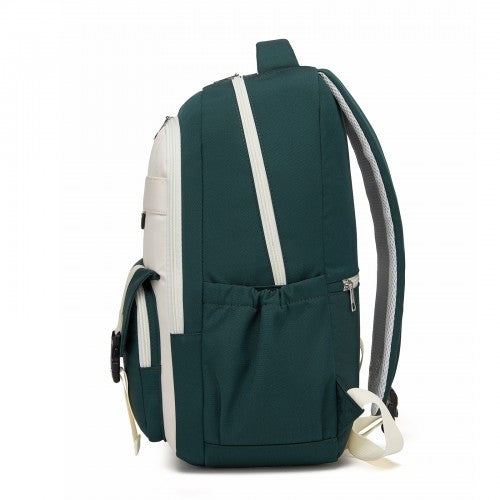 Kono BPK2605 green and beige backpack – rear view