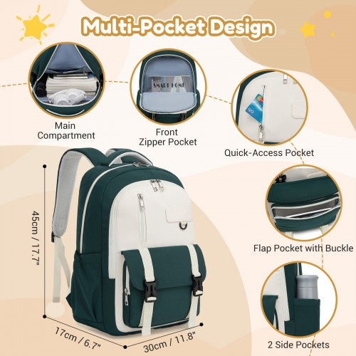 Kono BPK2605 green and beige backpack – detail view 6