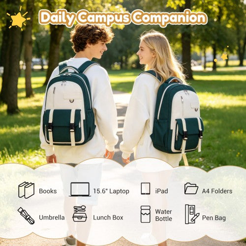 Kono BPK2605 green and beige backpack – detail view 11