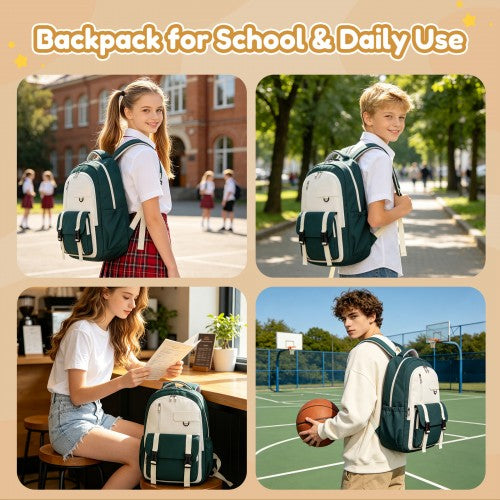 Kono BPK2605 green and beige backpack – detail view 12