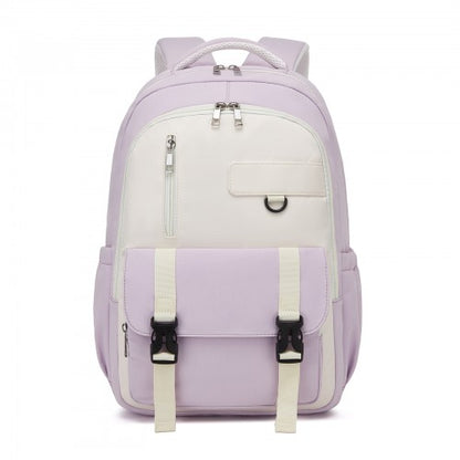 Kono BPK2605 purple and beige backpack – side view