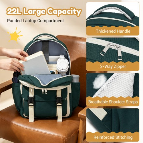 Kono BPK2605 green and beige backpack – detail view 7