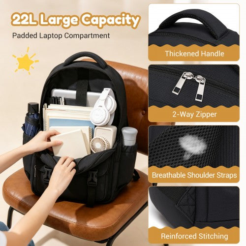 Kono BPK2605 black backpack – detail view 7