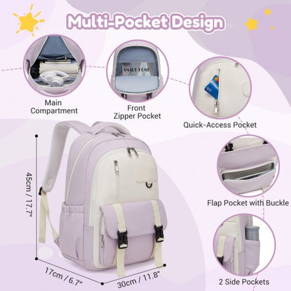 Kono BPK2605 purple and beige backpack – detail view 6