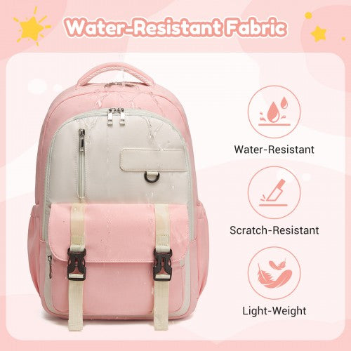 Kono BPK2605 pink and beige backpack – detail view 8