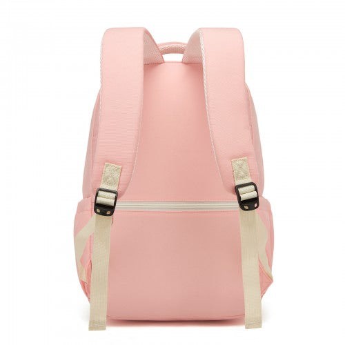 Kono BPK2605 pink and beige backpack – detail view 4
