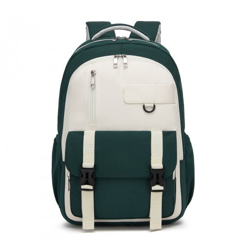 Kono BPK2605 green and beige backpack – side view