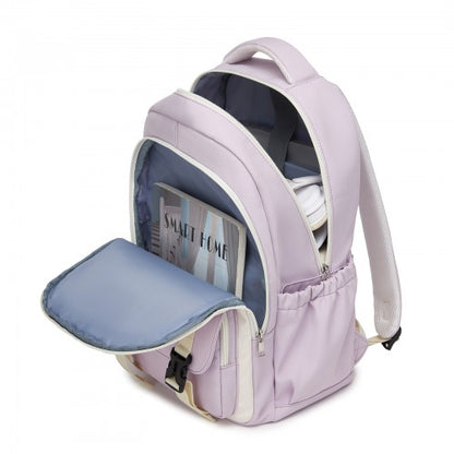 Kono BPK2605 purple and beige backpack – detail view 10
