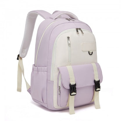 Kono BPK2605 purple and beige backpack – front view