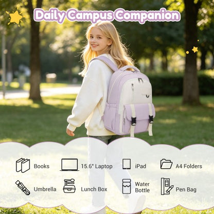 Kono BPK2605 purple and beige backpack – detail view 11