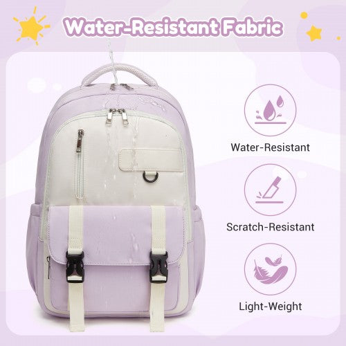 Kono BPK2605 purple and beige backpack – detail view 8