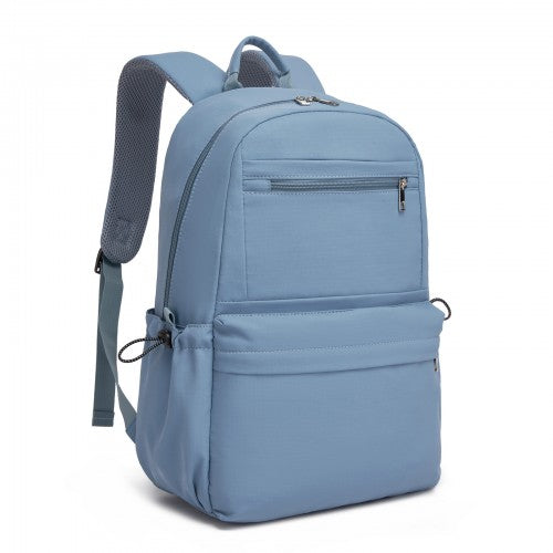 BPK2606 - KONO Stylish Solid-Color Casual Backpack for School and Weekend Trips with Multi-Pocket Storage - Blue