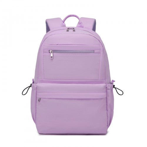 BPK2606 - KONO Stylish Solid-Color Casual Backpack for School and Weekend Trips with Multi-Pocket Storage - Purple